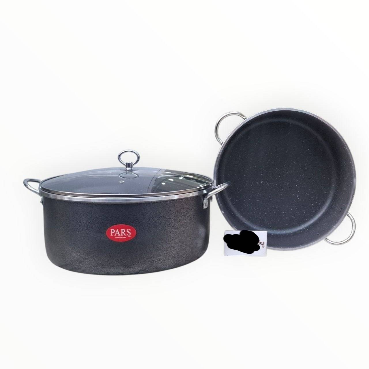 📌قابلمه تک طرح چدن ام سی _ mc  📏سایز 28"  📌پوشش داخل گرانیت نقره ای نسوز   ✅️دستگیره و قپه استیل ✅️درب لبه دار  ✅️وزن سنگین _ جنس ضخیم  ✅️گرانیت داخل ضد خش  ✅️دیواره بلند  🌈رنگبندی مشکی و چکشی