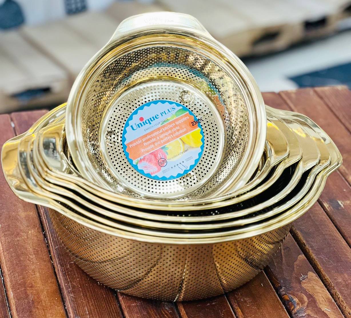 ✅آبکش ۷پارچه استیل طلاییstr91  ✅قیمت 4,995  سایز به ترتیب ۲۳/۲۵/۲۷/۲۹/۳۱/۳۳/۳۵ (یونیک