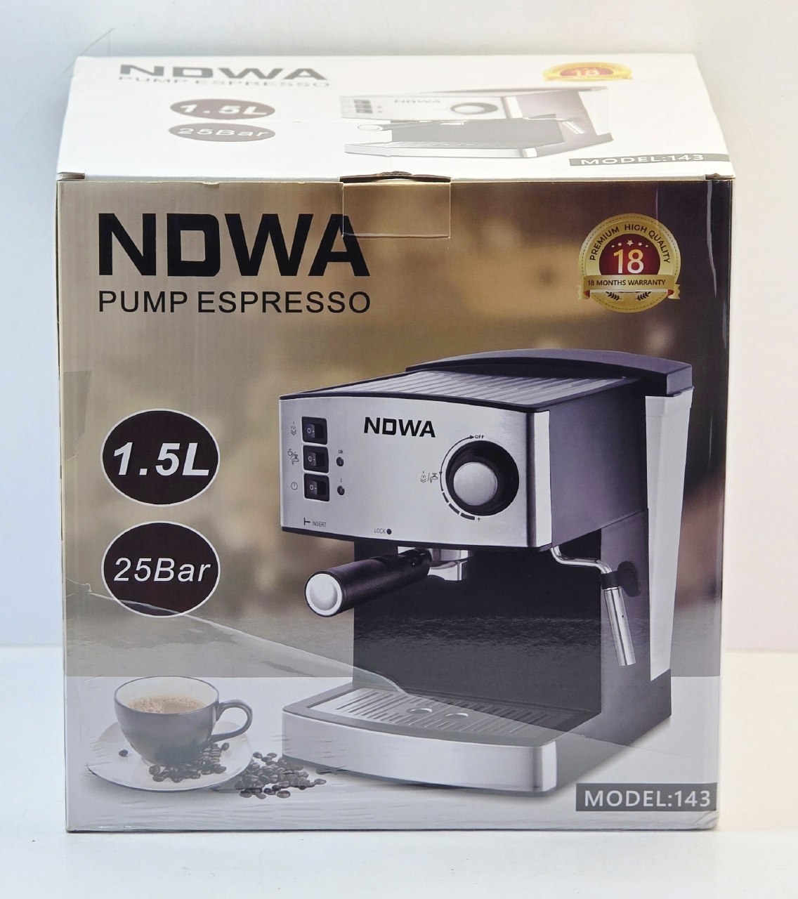 ✅قهوه و اسپرسوساز 25بار NDWA  🔺code: 143  🔺25 بار  🔺مخزن آب 1.5 لیتری 🔺ساخت چین🇨🇳
