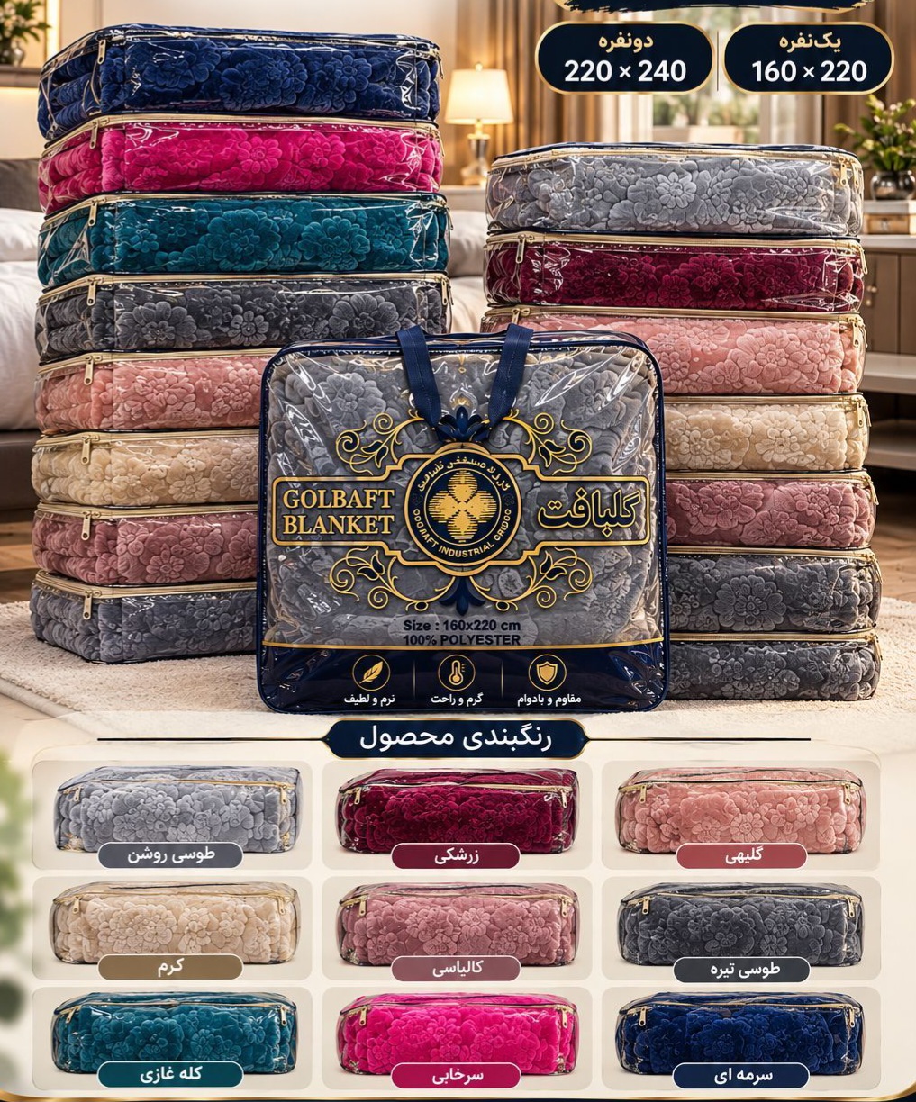 📍🛌📍 پتوی ضخیم گلبافت 📍🛌📍مدل الوان تک رنگ دونفره 📍🛌🛌📍رنگبندی کامل 📍🛌📍وزن بالا