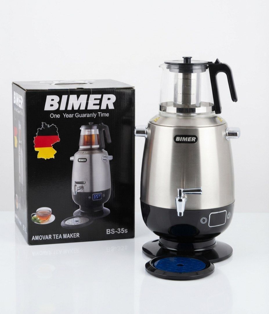 ✅ #سماور برقی استیل BIMER 🔺code:35  🔺تنظیم دما اتوماتیک 🔺دارای نمایشگر LED  🔺 سماور ۶ لیتری  🔺2200 وات 🔺قوری پیرکس صافی دار 🔺ساخت چین🇨🇳