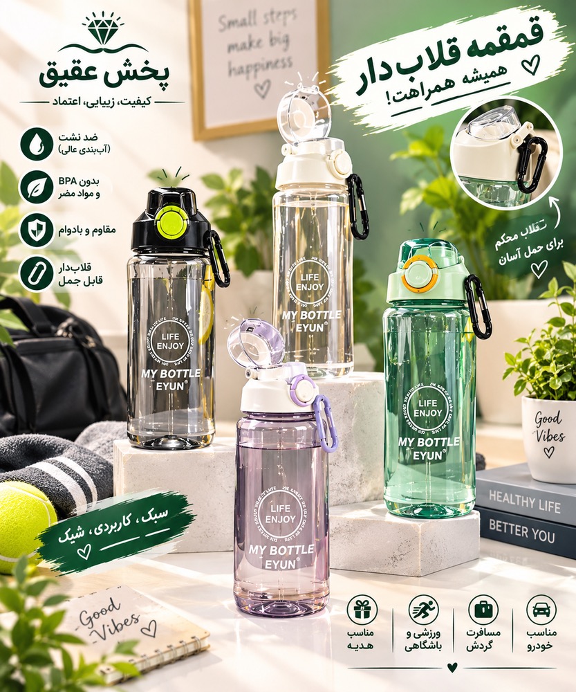 قمقمه قلاب دار ⭐️  رنگبندی👌🏻